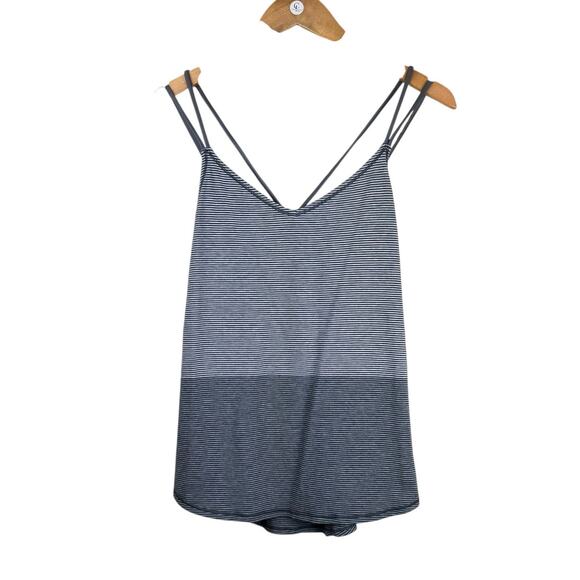 Lululemon Breezy Gray Stripe Thin Strap Open Back Lightweight Athletic Tank Top - Picture 7 of 9